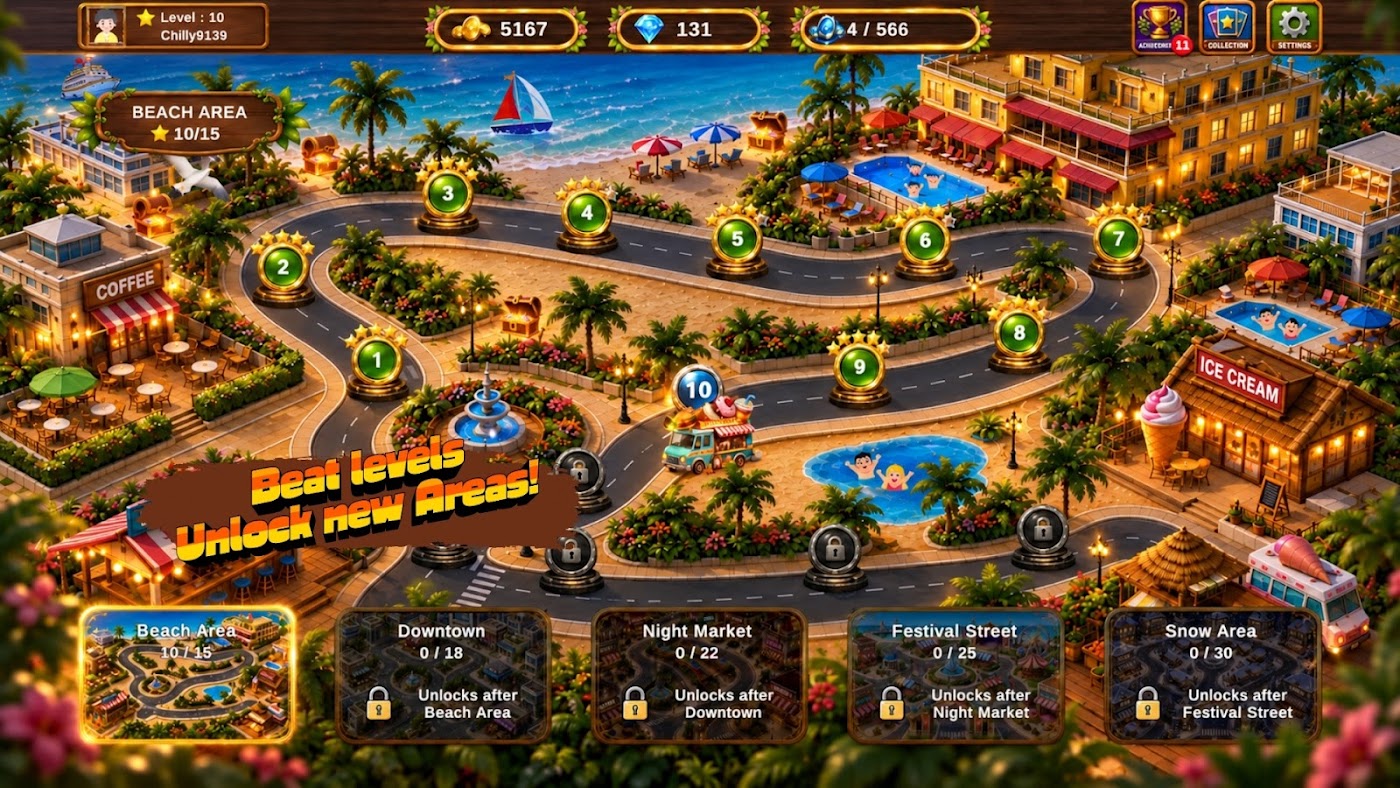 Beach area level map in Curbside Craze